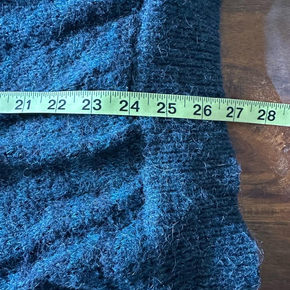 Free people Women's Deep Teal Green Wrap Look Sweater Wool blend size Large - Picture 5 of 7